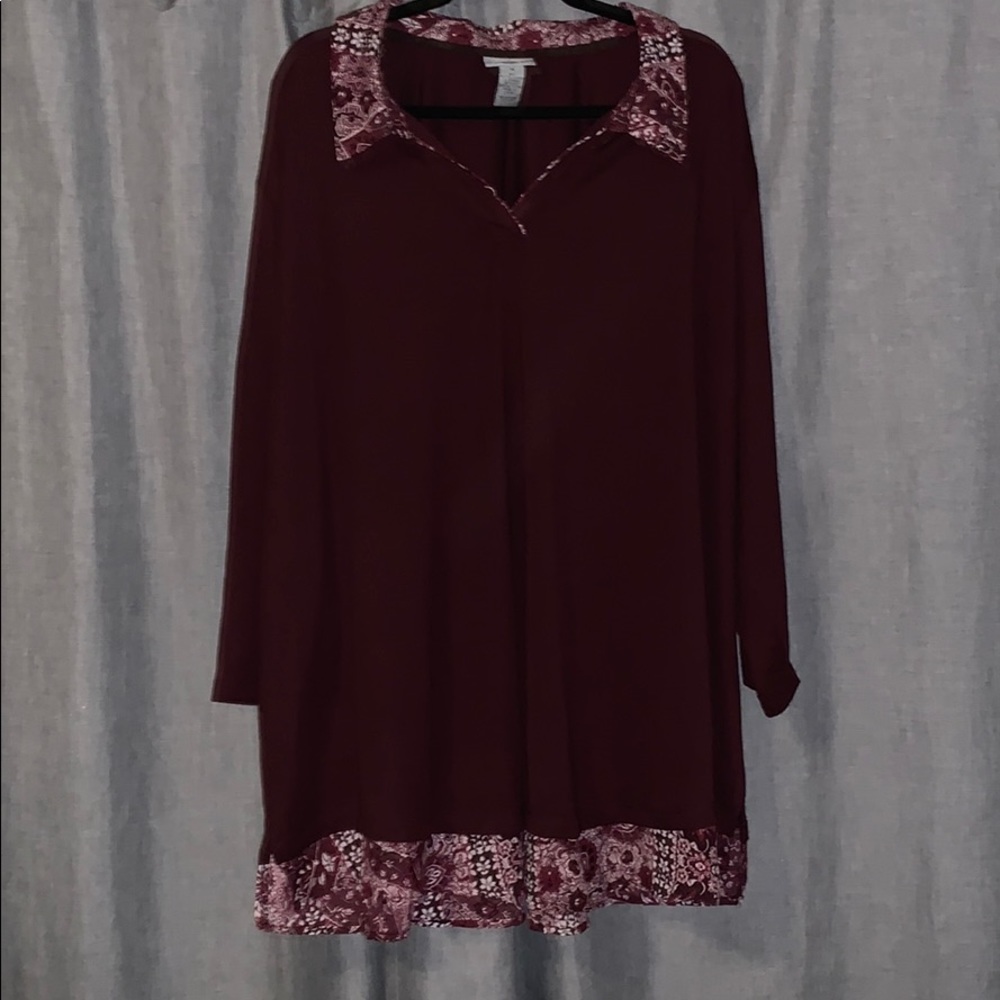 Catherines maroon long sleeve blouse